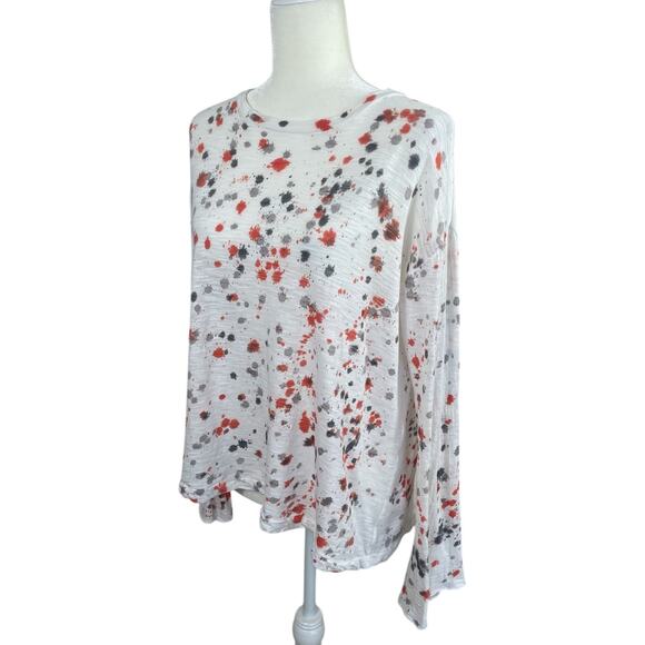 Gilda Midani 100% Slubbed Cotton T-Shirt Long Sleeves Paint Splatter Artsy Small - Picture 5 of 11
